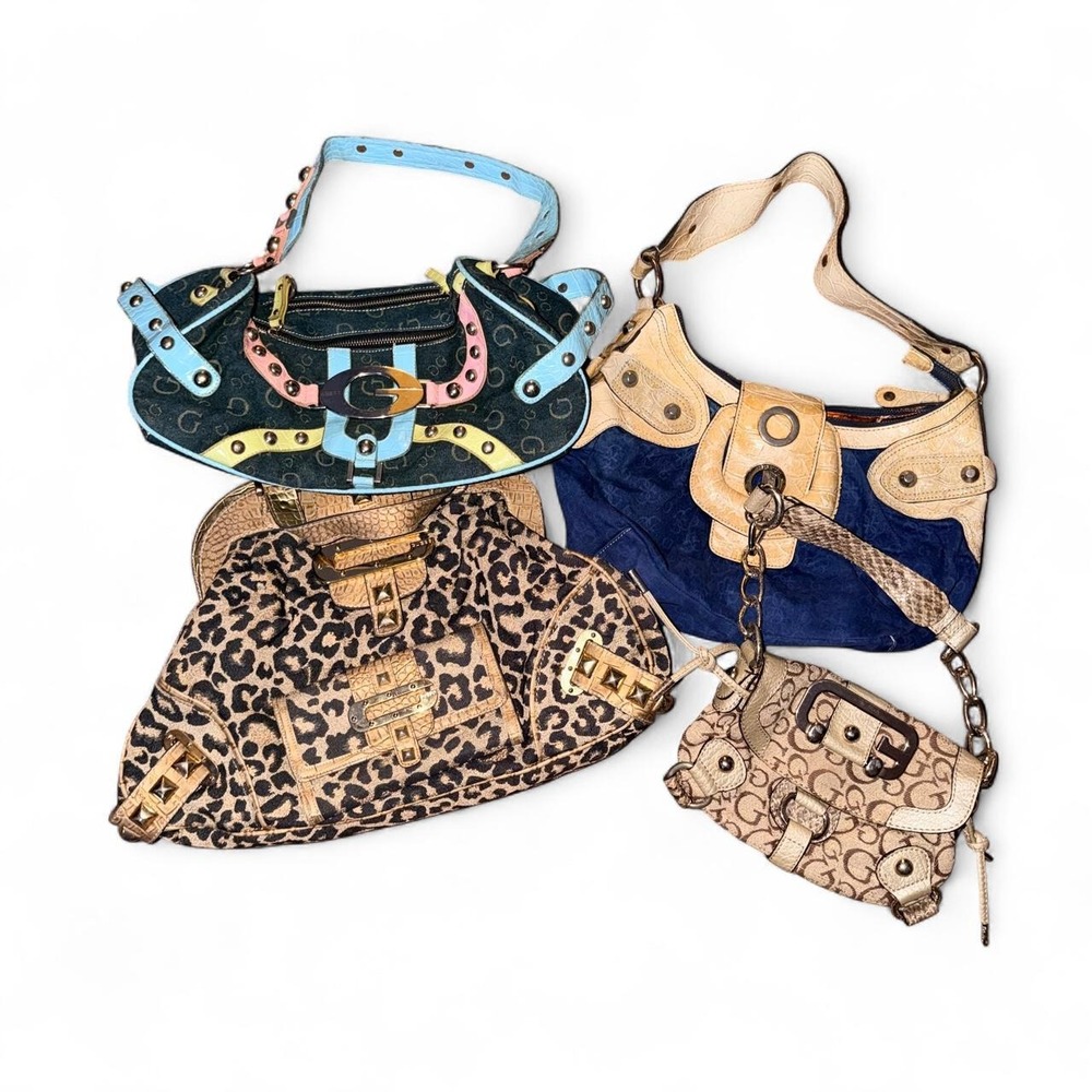 4 vintage guess bag bundle y2k leopard denim shoulder bags